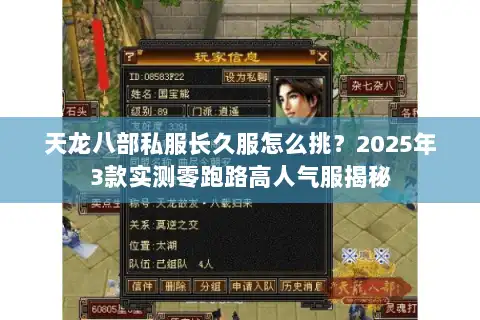 天龙八部私服长久服怎么挑？2025年3款实测零跑路高人气服揭秘