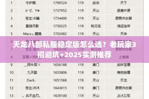 天龙八部私服稳定版怎么选？老玩家3招避坑+2025实测推荐