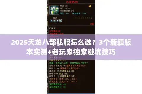 2025天龙八部私服怎么选?3个新颖版本实测+老玩家独家避坑技巧 2025天龙八部私服怎么选?3个新颖版本实测+老玩家独家避坑技巧