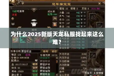 为什么2025新版天龙私服找起来这么难？