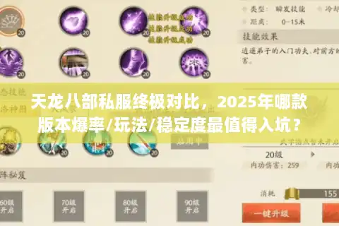 天龙八部私服终极对比,2025年哪款版本爆率/玩法/稳定度最值得入坑? 天龙八部私服终极对比,2025年哪款版本爆率/玩法/稳定度最值得入坑?