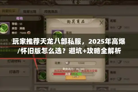 玩家推荐天龙八部私服，2025年高爆/怀旧版怎么选？避坑+攻略全解析