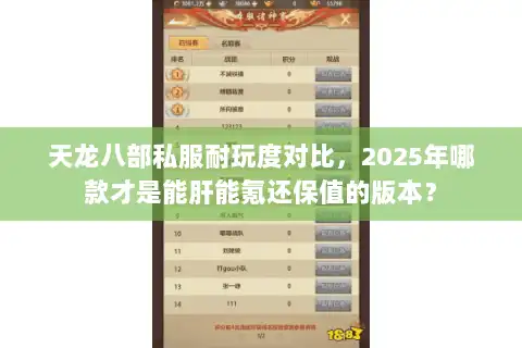 天龙八部私服耐玩度对比，2025年哪款才是能肝能氪还保值的版本？