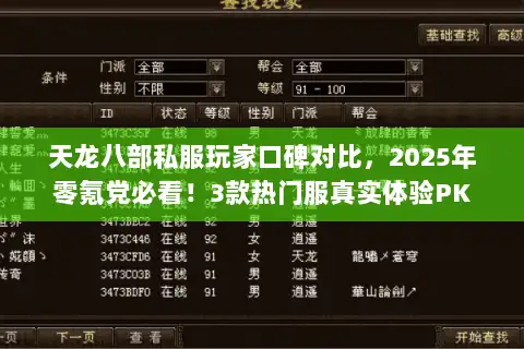 天龙八部私服玩家口碑对比,2025年零氪党必看!3款热门服真实体验PK 天龙八部私服玩家口碑对比,2025年零氪党必看!3款热门服真实体验PK