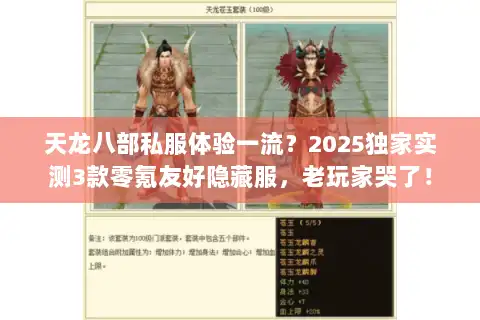 天龙八部私服体验一流？2025独家实测3款零氪友好隐藏服，老玩家哭了！