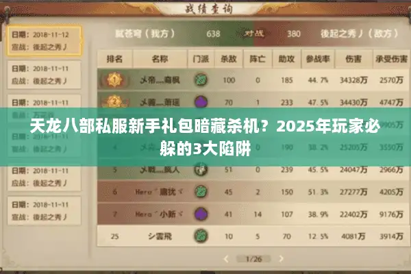 天龙八部私服新手礼包暗藏杀机？2025年玩家必躲的3大陷阱