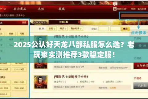 2025公认好天龙八部私服怎么选？老玩家实测推荐3款稳定服！