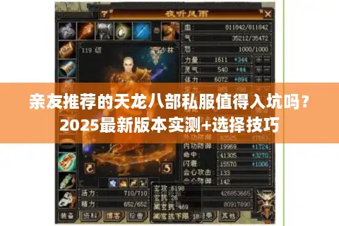 亲友推荐的天龙八部私服值得入坑吗？2025最新版本实测+选择技巧