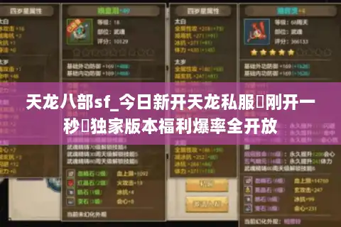 天龙八部sf_今日新开天龙私服▷刚开一秒◁独家版本福利爆率全开放