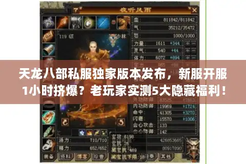 天龙八部私服独家版本发布，新服开服1小时挤爆？老玩家实测5大隐藏福利！
