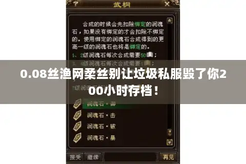 0.08丝渔网柔丝别让垃圾私服毁了你200小时存档！