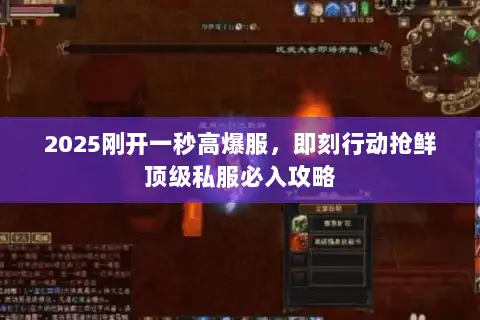 2025刚开一秒高爆服,即刻行动抢鲜顶级私服必入攻略 2025刚开一秒高爆服,即刻行动抢鲜顶级私服必入攻略