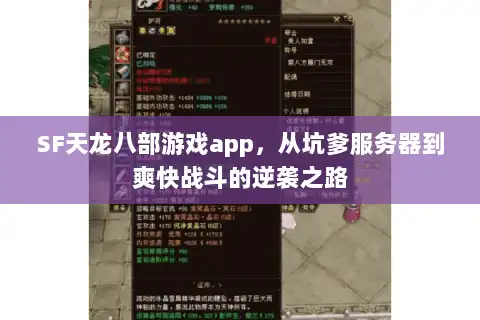 SF天龙八部游戏app，从坑爹服务器到爽快战斗的逆袭之路