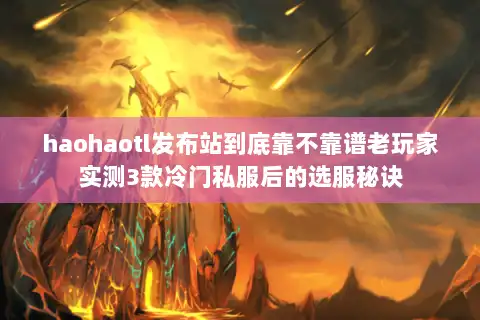 haohaotl发布站到底靠不靠谱老玩家实测3款冷门私服后的选服秘诀