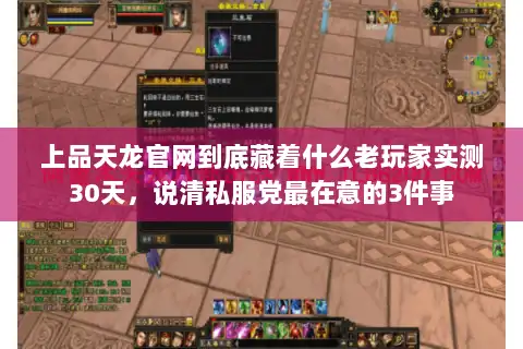 上品天龙官网到底藏着什么老玩家实测30天,说清私服党最在意的3件事 上品天龙官网到底藏着什么老玩家实测30天,说清私服党最在意的3件事