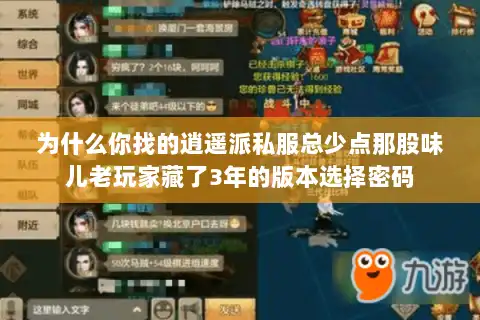 为什么你找的逍遥派私服总少点那股味儿老玩家藏了3年的版本选择密码