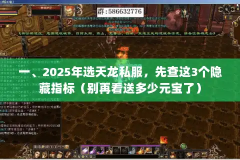 一、2025年选天龙私服，先查这3个隐藏指标（别再看送多少元宝了）