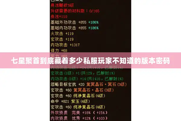 七星聚首到底藏着多少私服玩家不知道的版本密码