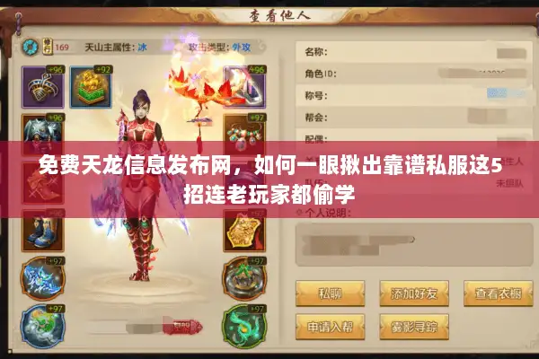 免费天龙信息发布网，如何一眼揪出靠谱私服这5招连老玩家都偷学
