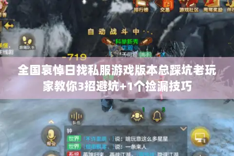 全国哀悼日找私服游戏版本总踩坑老玩家教你3招避坑+1个捡漏技巧