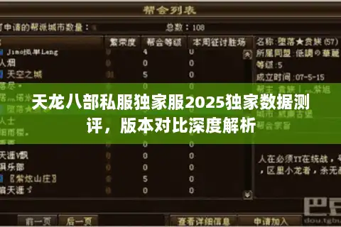 天龙八部私服独家服2025独家数据测评,版本对比深度解析 天龙八部私服独家服2025独家数据测评,版本对比深度解析