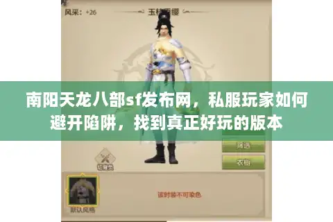 南阳天龙八部sf发布网，私服玩家如何避开陷阱，找到真正好玩的版本
