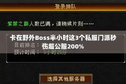 卡在野外Boss半小时这3个私服门派秒伤超公服200%