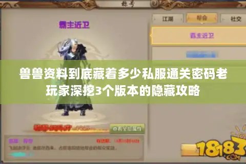 兽兽资料到底藏着多少私服通关密码老玩家深挖3个版本的隐藏攻略