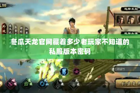 冬瓜天龙官网藏着多少老玩家不知道的私服版本密码