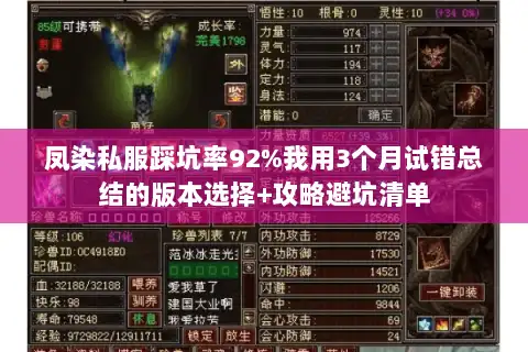 凤染私服踩坑率92%我用3个月试错总结的版本选择+攻略避坑清单