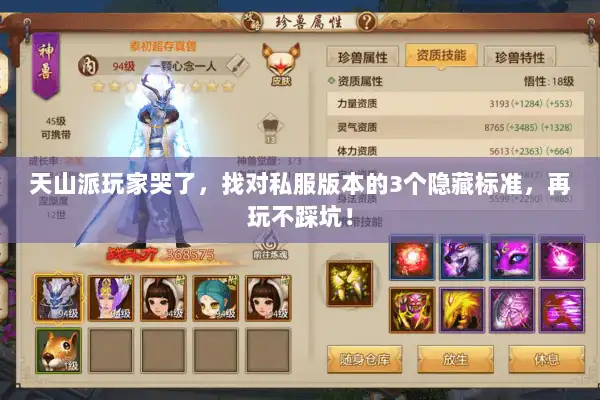 天山派玩家哭了，找对私服版本的3个隐藏标准，再玩不踩坑！