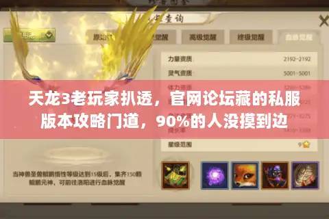 天龙3老玩家扒透，官网论坛藏的私服版本攻略门道，90%的人没摸到边