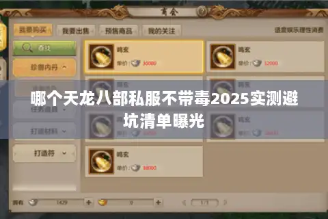 哪个天龙八部私服不带毒2025实测避坑清单曝光