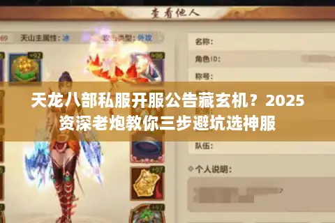 天龙八部私服开服公告藏玄机？2025资深老炮教你三步避坑选神服