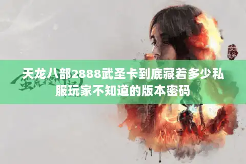 天龙八部2888武圣卡到底藏着多少私服玩家不知道的版本密码 天龙八部2888武圣卡到底藏着多少私服玩家不知道的版本密码