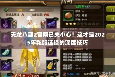 天龙八部2官网已关小心！这才是2025年私服选择的深度技巧
