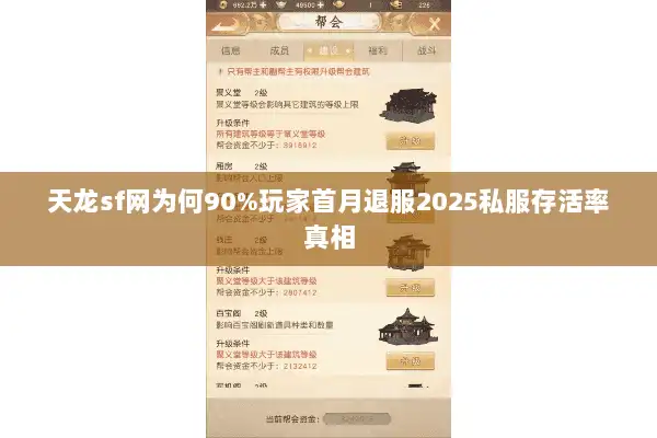 天龙sf网为何90%玩家首月退服2025私服存活率真相 天龙sf网为何90%玩家首月退服2025私服存活率真相