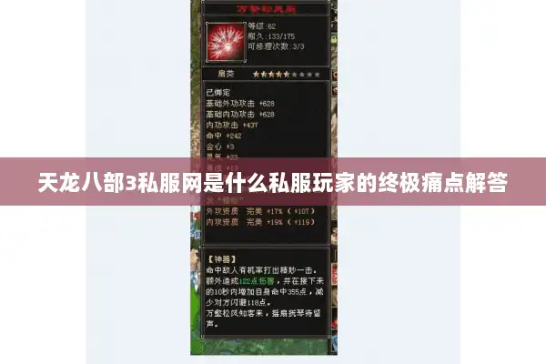 天龙八部3私服网是什么私服玩家的终极痛点解答