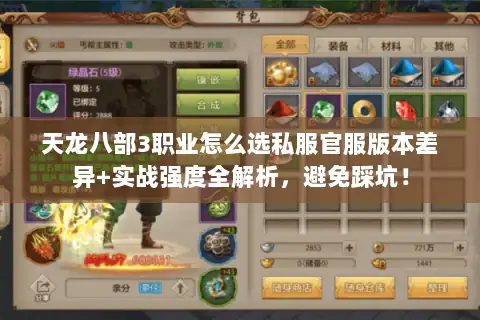 天龙八部3职业怎么选私服官服版本差异+实战强度全解析，避免踩坑！