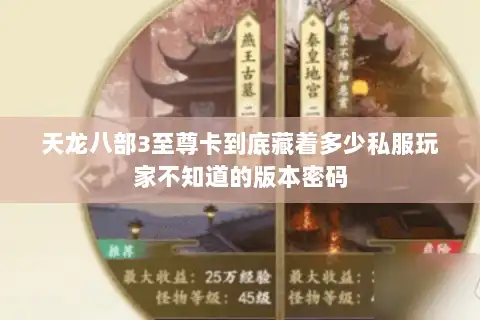 天龙八部3至尊卡到底藏着多少私服玩家不知道的版本密码