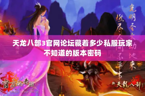 天龙八部3官网论坛藏着多少私服玩家不知道的版本密码
