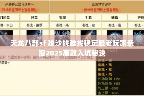 天龙八部sf 攻沙战难找稳定服老玩家亲授2025高效入坑秘诀