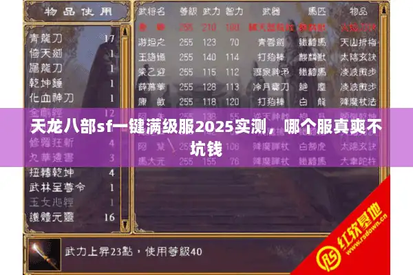 天龙八部sf一键满级服2025实测，哪个服真爽不坑钱