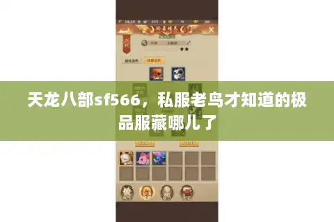 天龙八部sf566，私服老鸟才知道的极品服藏哪儿了