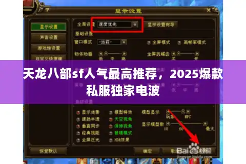 天龙八部sf人气最高推荐，2025爆款私服独家电波