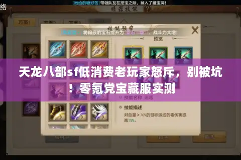 天龙八部sf低消费老玩家怒斥，别被坑！零氪党宝藏服实测
