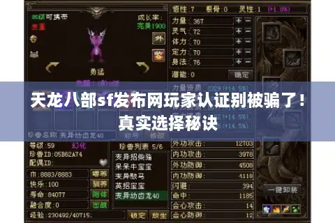天龙八部sf发布网玩家认证别被骗了!真实选择秘诀 天龙八部sf发布网玩家认证别被骗了!真实选择秘诀