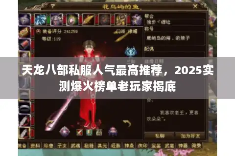 天龙八部私服人气最高推荐，2025实测爆火榜单老玩家揭底