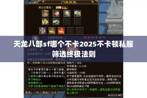 天龙八部sf哪个不卡2025不卡顿私服筛选终极法则