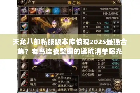天龙八部私服版本库惊现2025最强合集？老鸟连夜整理的避坑清单曝光